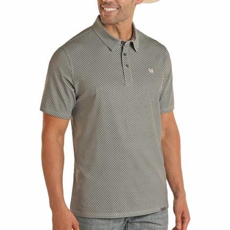 Panhandle Men's Short Sleeve Geo Knit Polo Shirt Charcoal