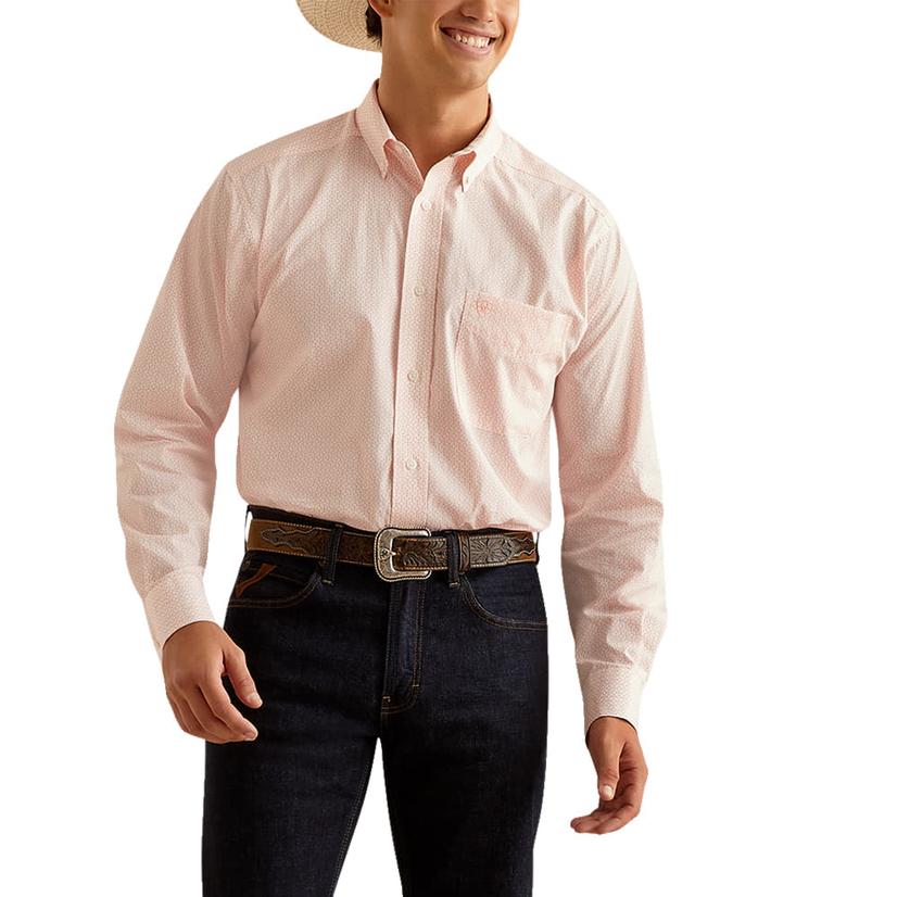  Ariat Shilah Wrinkle Free Pink Men's Long Sleeve Button- Down Shirt