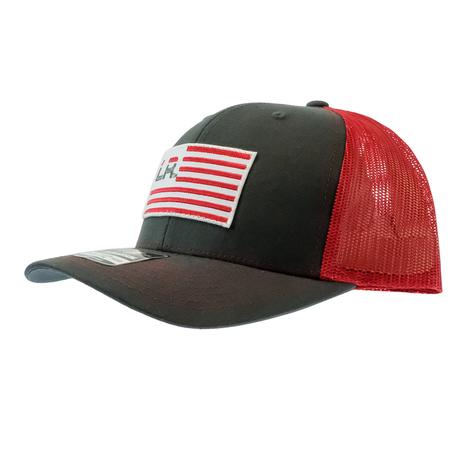 Let's Rope Charcoal And Red Flag Patch Cap