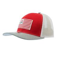 Let's Rope Grey White And Red Flag Patch Cap