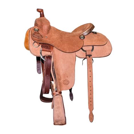 STT Full Natural Roughout with Rawhide Cantle Team Roping Saddle