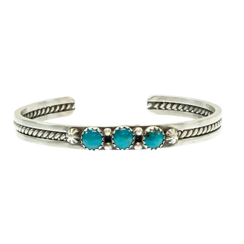  R.King Native American Navajo Sterling Silver Turquoise Bracelet Cuff