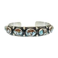 B. Johnson Native American Navajo Sterling Silver Golden Hills Turquoise Cuff 