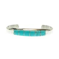 M. Native American Navajo Sterling Silver Turquoise Inlay Bracelet 