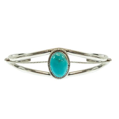 Alice Saunders Native American Navajo Sterling Silver Turquoise Bracelet Cuff 