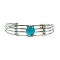 Thomas Yazzie Native American Navajo Sterling Silver Turquoise Bracelet Cuff 