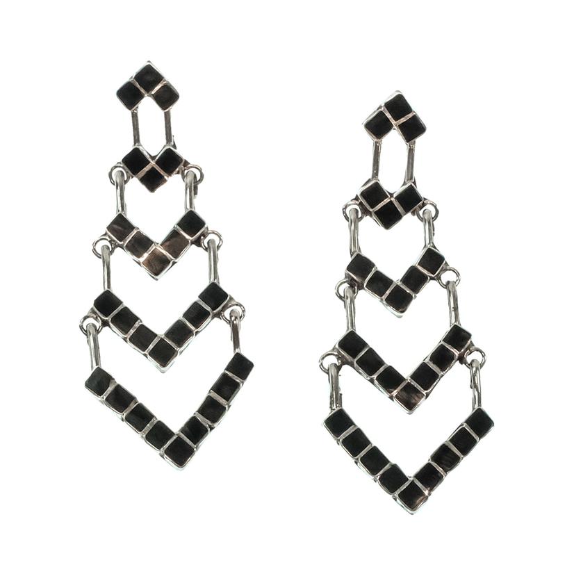  South Texas Tack Black And Sliver Chevron Dangle Earring