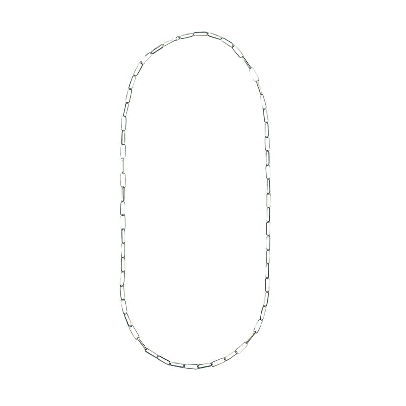  Stt Silver Paper Clip Chain Women's Necklace