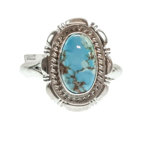 T.F. Native American Navajo Sterling Silver Golden Hills Turquoise Ring
