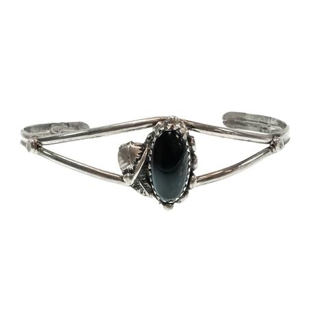 South Texas Tack Vintage Silver Cuff With Black Onyx