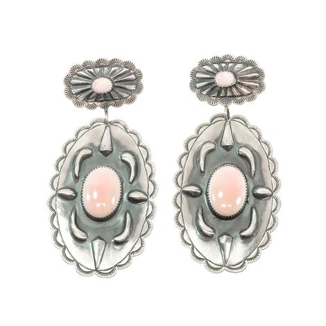 STT Pink And Silver Large Conch Shell Earring