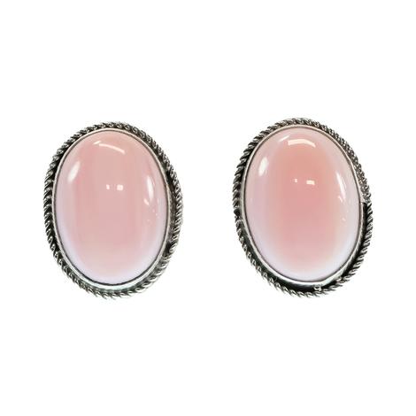 South Texas Tack Pink And Silver Concho Shell Stud Earrings