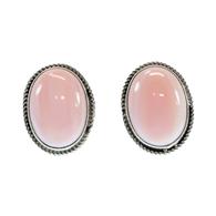 South Texas Tack Pink And Silver Concho Shell Stud Earrings