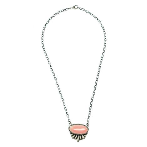 STT Pink And Silver Conch Shell Chain Necklace