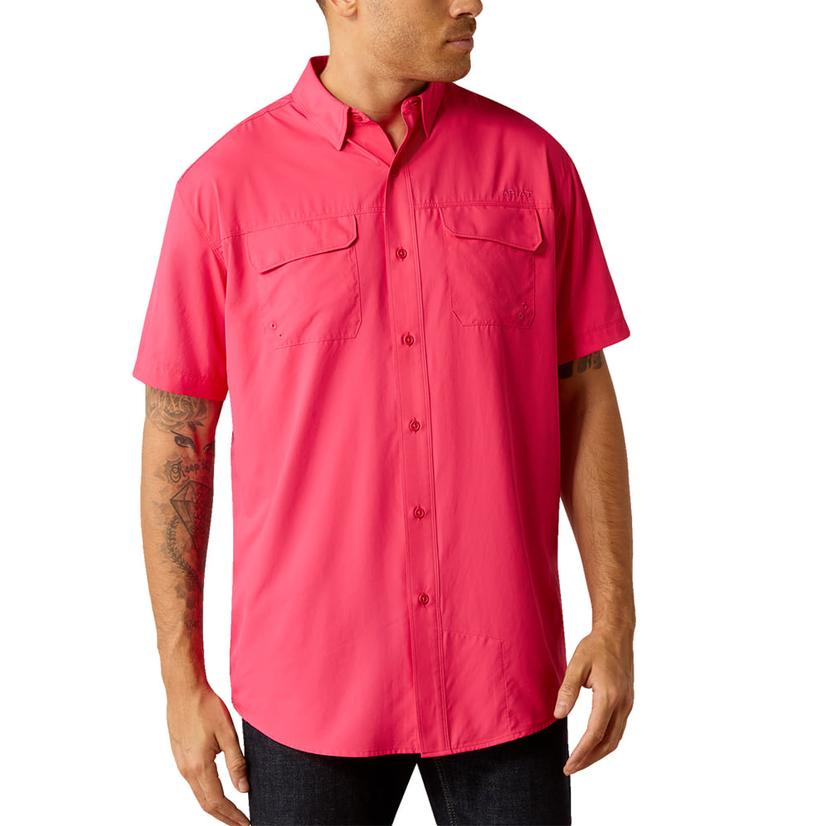  Ariat Venttek Outbound Pink Hibiscus Short Sleeve Men's Shirt