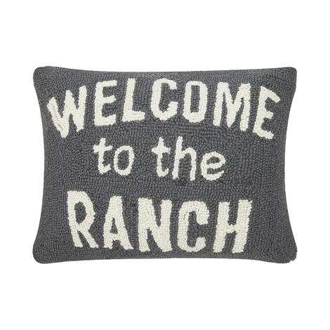 Peking Handcraft Grey And White Welcome To The Ranch Hook Pillow
