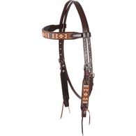 Cashel Beaded Browband Headstall In Tan and Orange