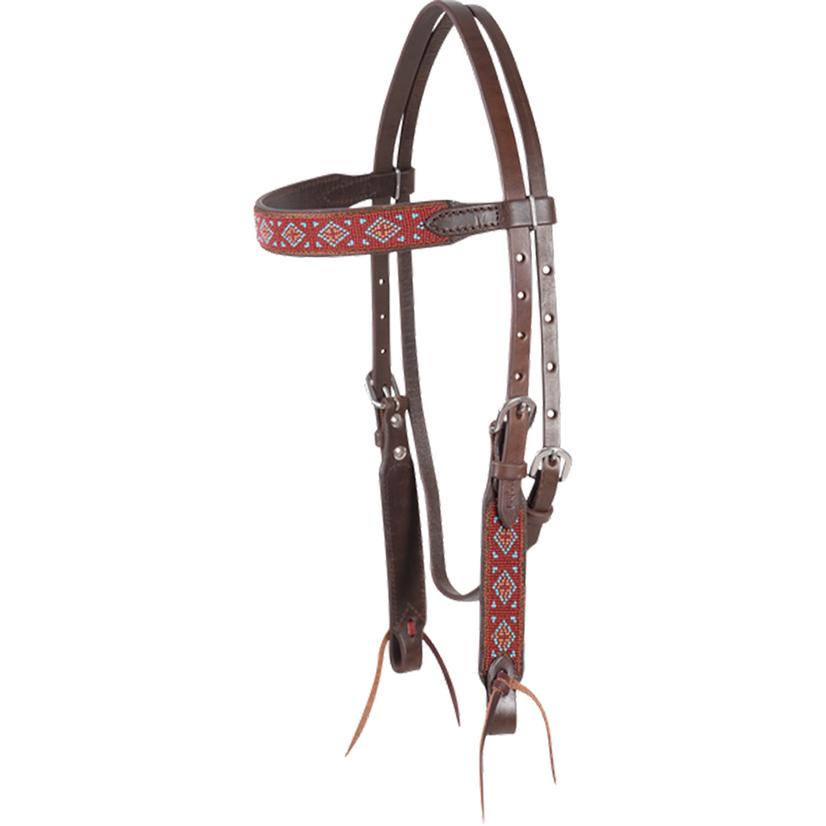  Cashel Beaded Browband Headstall In Turquoise Rust