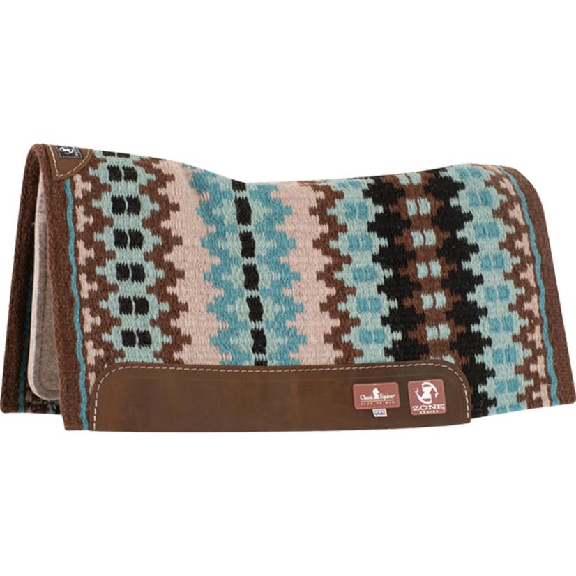 Classic Equine Zone Wool Top Saddle Pad 32 x 34 x .75 CHESTNUT/TURQUOISE
