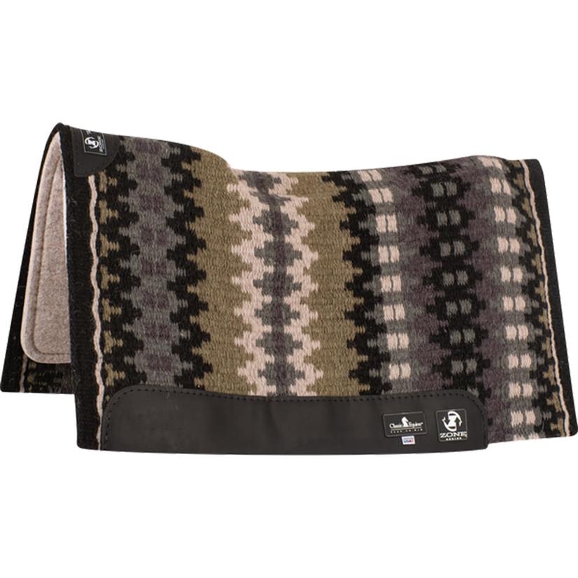 Classic Equine Zone Wool Top Saddle Pad 34 x 38 x .75 BLACK/CASHMERE