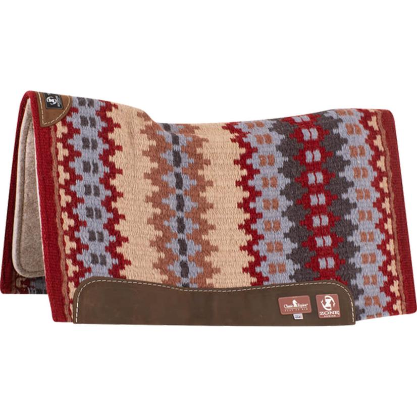 Classic Equine Zone Wool Top Saddle Pad 34 x 38 x .75 RUBY/RUSSET
