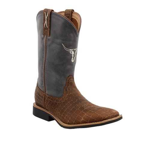 Twisted X Boy's Top Hand Chocolate And Dusty Blue Boots