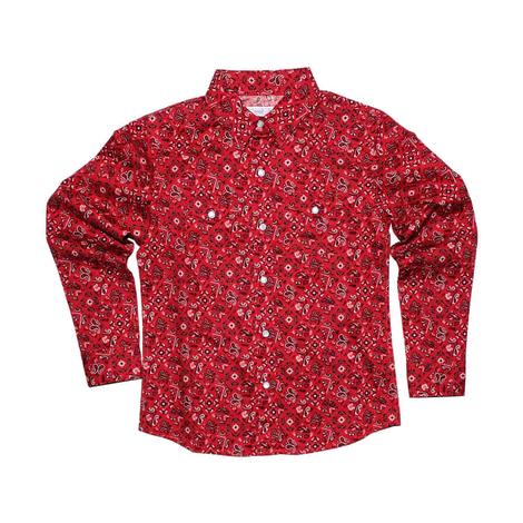 Panhandle Slim Red Bandana Print Snap Front Long Sleeve Girl's Shirt
