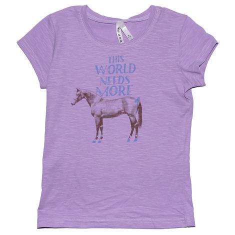 Roper Purple This World Needs More Horses Short Sleeve Girl's T-Shirt