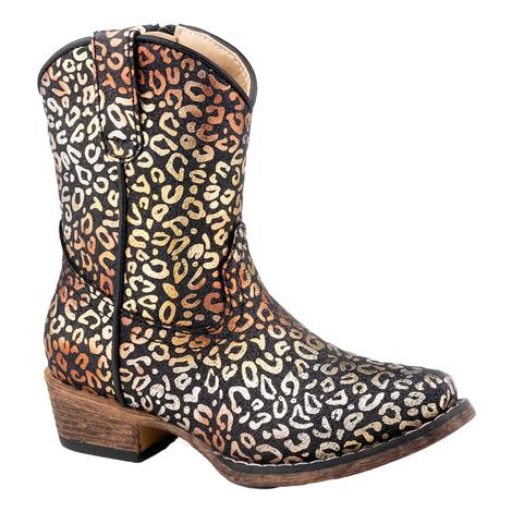 Roper Girl's Black And Gold Leopard Youth Boots