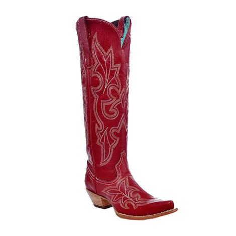 Corral Red Cowhide Embroidered Tall Top Women's Boot