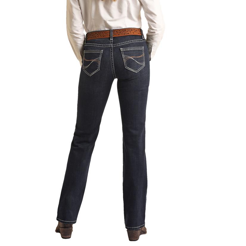  Rock And Roll Cowgirl Mid Rise Modest Bootcut Women's Jeans