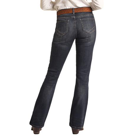 Rock and Roll Cowgirl Dark Wash Women's Riding Jeans