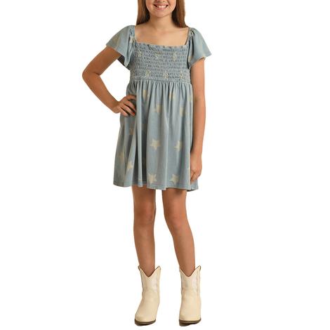Rock and Roll Cowgirl Sky Blue Girls Dress