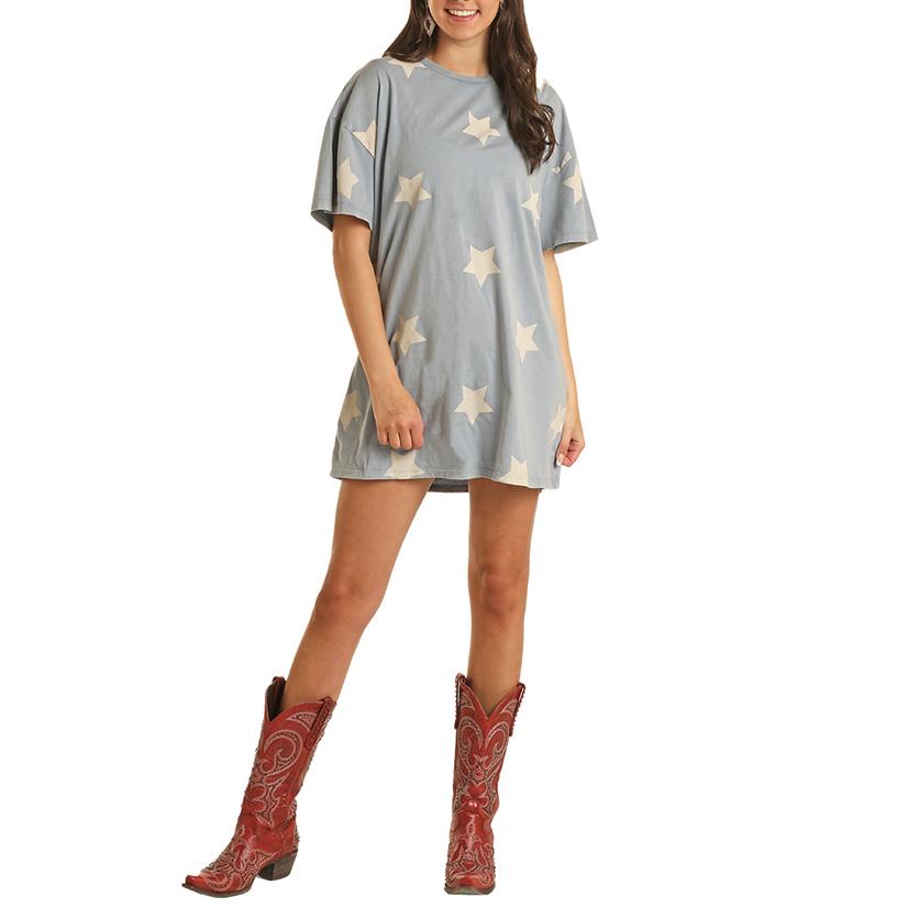  Rock And Roll Cowgirl Sky Blue Women's T- Shirt Dress