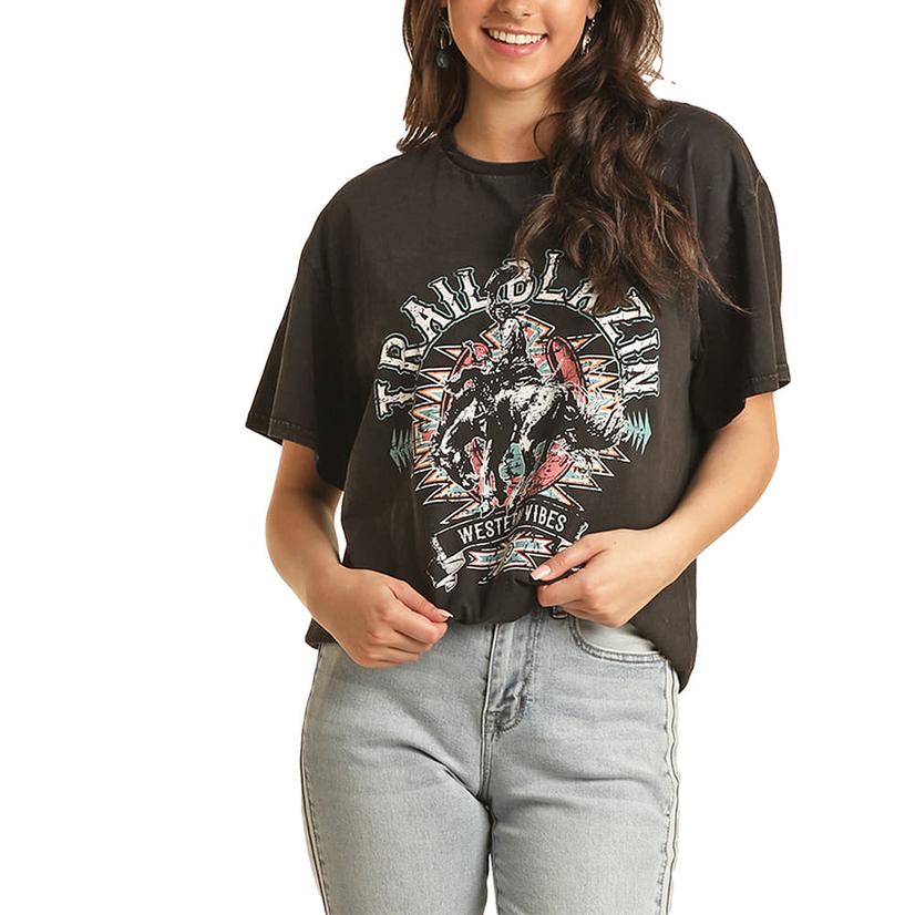  Rock And Roll Cowgirl Black Women's Graphic T- Shirt