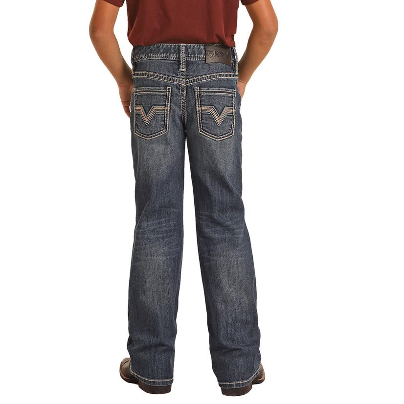  Rock & Roll Cowboy Rope Stitch Embroidered Bootcut Boy's Jean