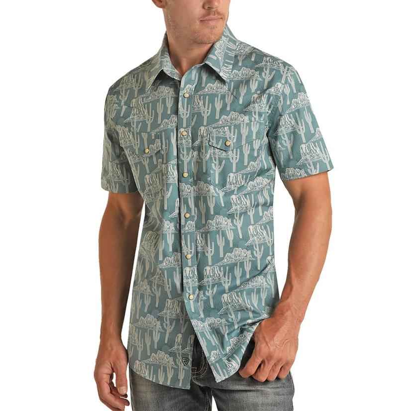  Rock & Roll Snap Short Sleeve Sunburst/Sunburst Turquoise Men's Shirt