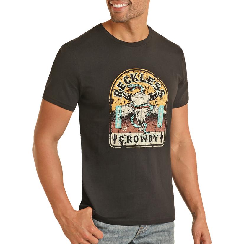  Rock & Roll Black Graphic Reckless/Rowdy T- Shirt