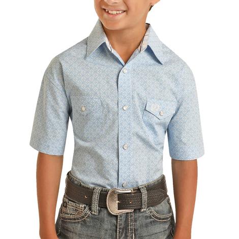 Panhandle Snap Boy's Short Sleeve Baby Blue Shirt