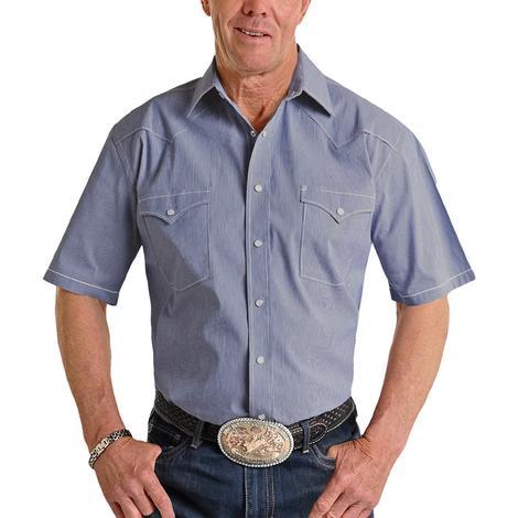 Panhandle Slim Blue Tech Snap Short Sleeve Men's Shirt 