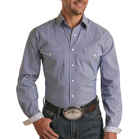 Panhandle Slim Blue Snap Long Sleeve Men's Shirt 