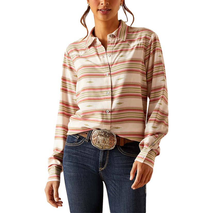  Ariat Crowheart Serape Stripe Long Sleeve Buttondown Women's Shirt