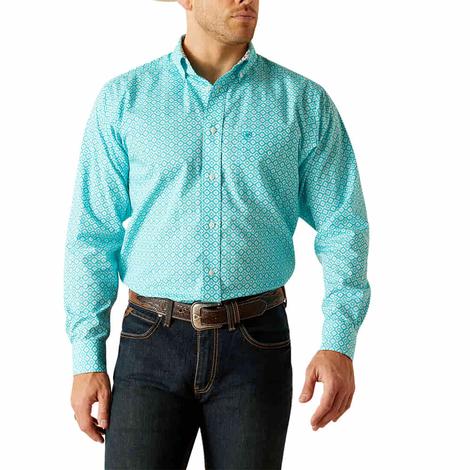Ariat Stanley Wrinkle Free Blue Men's Long Sleeve Shirt