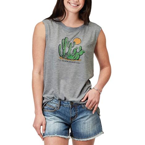 Roper Five Star Collection Sleeveless Graphic Tee with Cactus