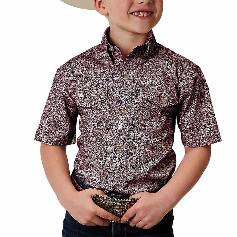  Roper Amarillo Collection Printed Short Sleeve Button- Down Boy's Shirt
