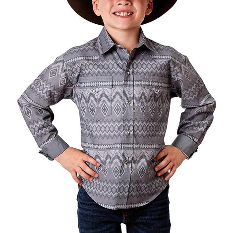 Roper West Made Collection Aztec Long Sleeve Pearl Snap Boy's Shirt