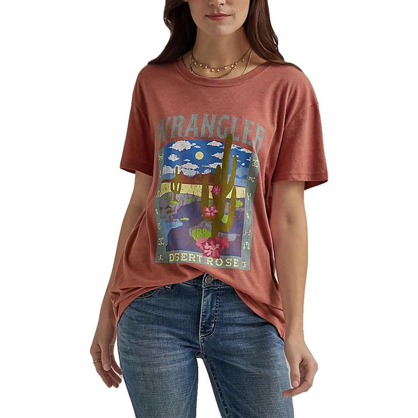  Wrangler Redwood Heather Short Sleeve Boyfriend Graphic Women's T- Shirt