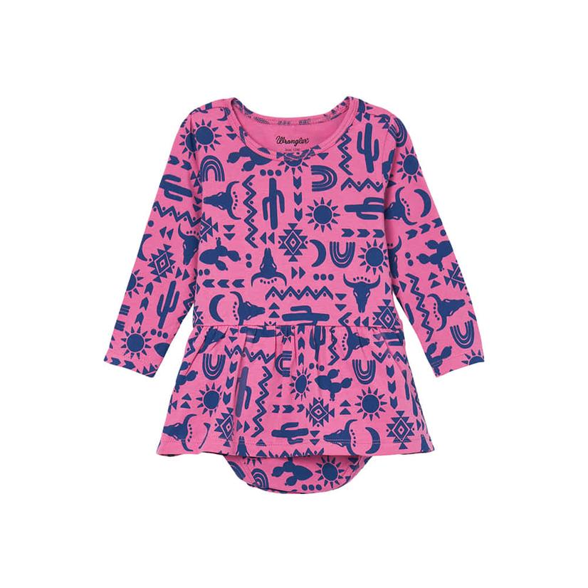  Wrangler Pink And Blue Printed Infant Girl's Bodysuit