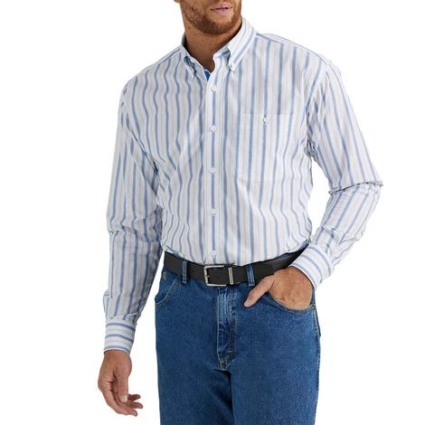 Wrangler White Striped Long Sleeve Men's Shirt 