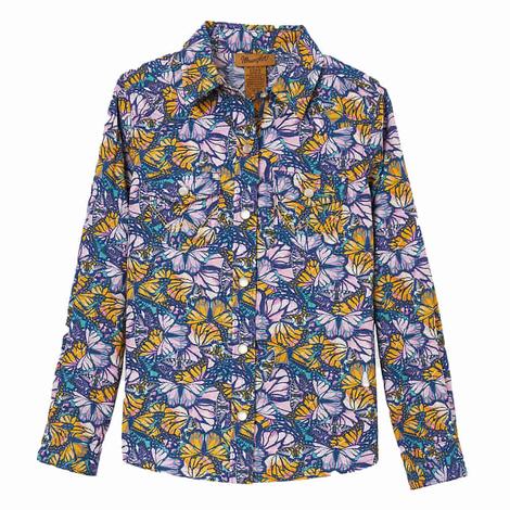 Wrangler Multi Colored Butterfly Print Girls Shirt 